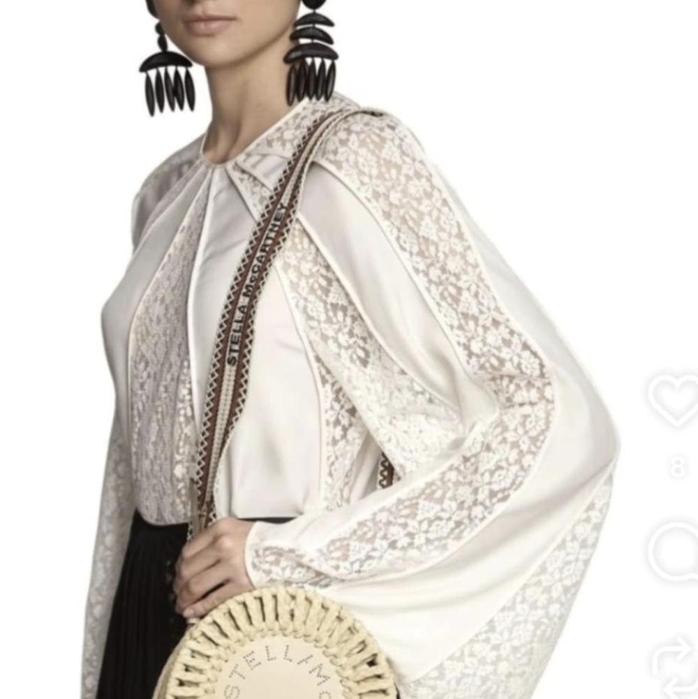 Stella McCartney Lace Cape Sleeve Blouse & Long Skirt Set size L, Ivory & black - Picture 16 of 16